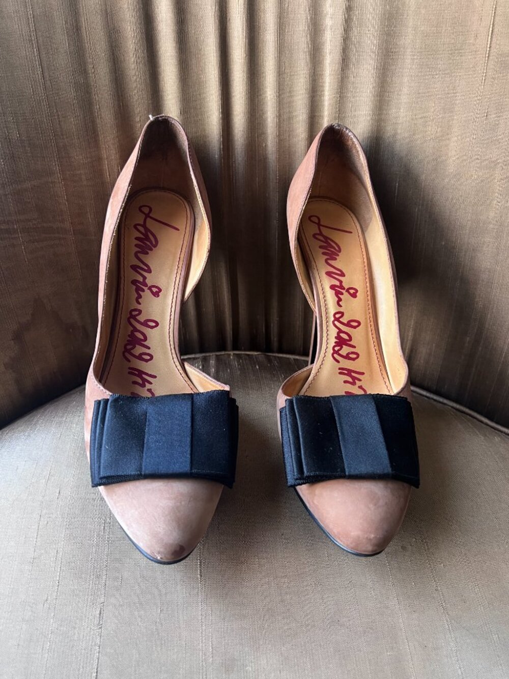 LANVIN Suede Leather & Satin D'orsay Pumps Size 11 / 41 - Preloved